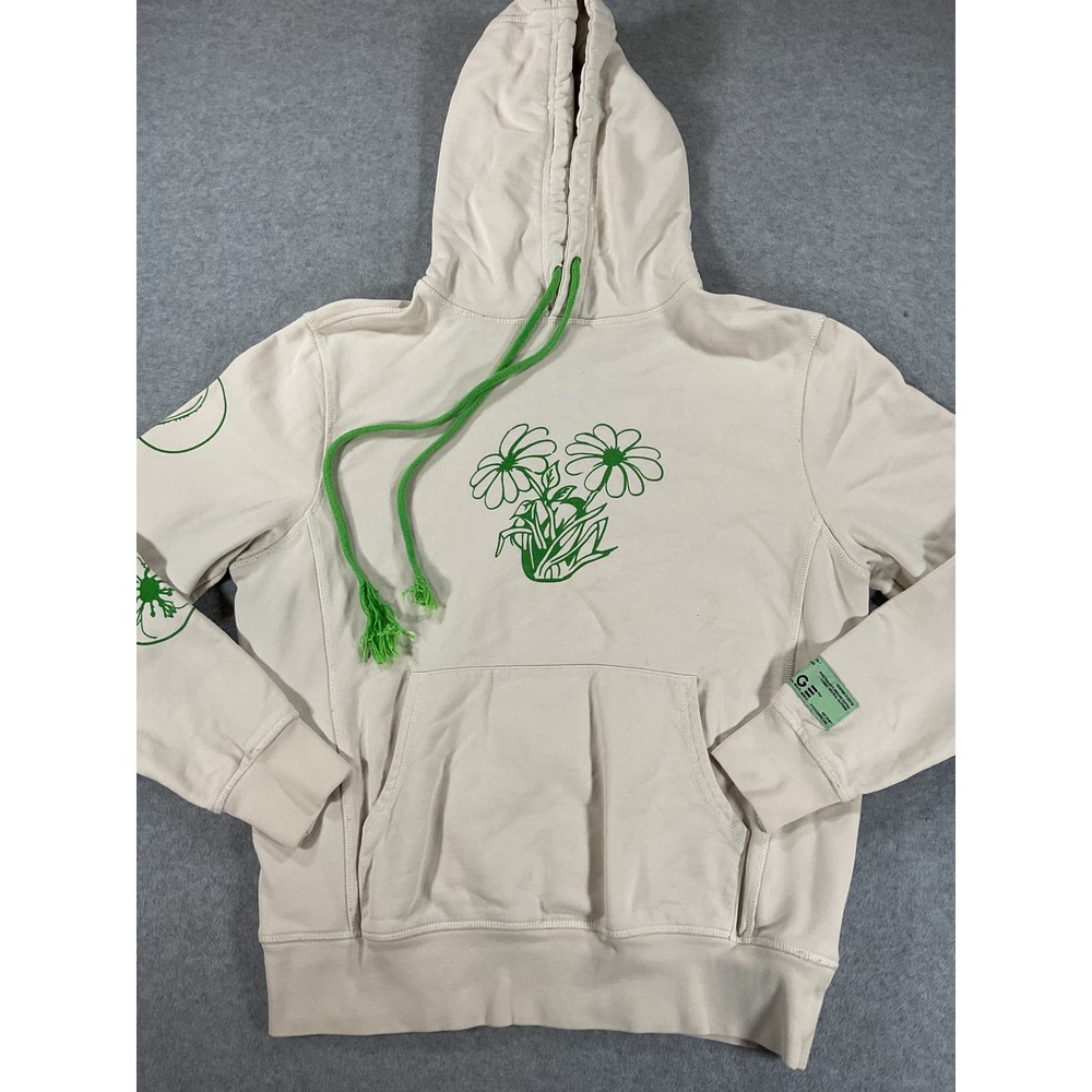 CHNGE Allow Yourself To Grow Graphic Hoodie Cream Mens Small S Sweatshirt 2642